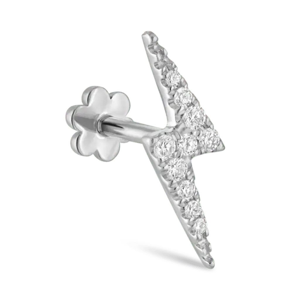 Maria Tash Lightning Bolt Threaded White Gold Earring